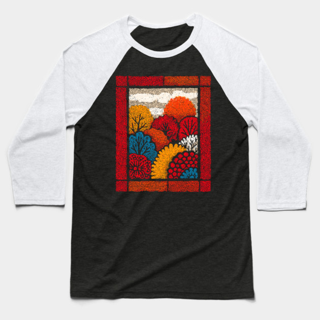 Autumn Forest Tapestry | The Embroidered Woods Baseball T-Shirt by TuncGK