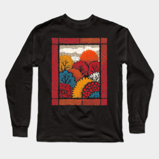 Autumn Forest Tapestry | The Embroidered Woods Long Sleeve T-Shirt