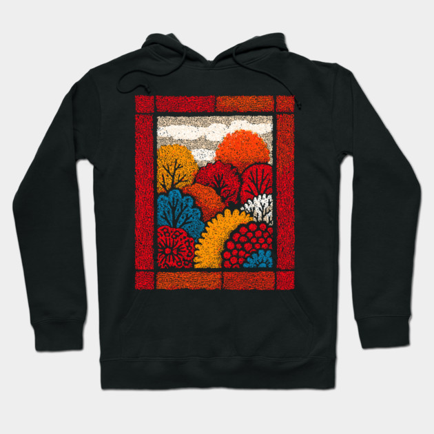 Autumn Forest Tapestry | The Embroidered Woods Hoodie by TuncGK