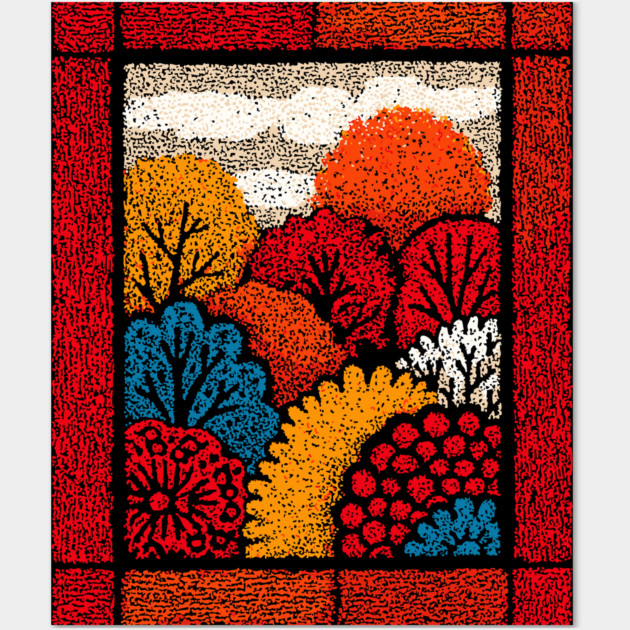 Autumn Forest Tapestry | The Embroidered Woods Wall Art by TuncGK