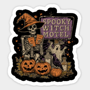 Spooky Witch Motel Retro Vintage Halloween Creepy Aesthetic Sticker