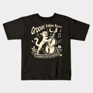 Groovin’ Jazz Cat – Singing with Upright Bass_Cream Kids T-Shirt