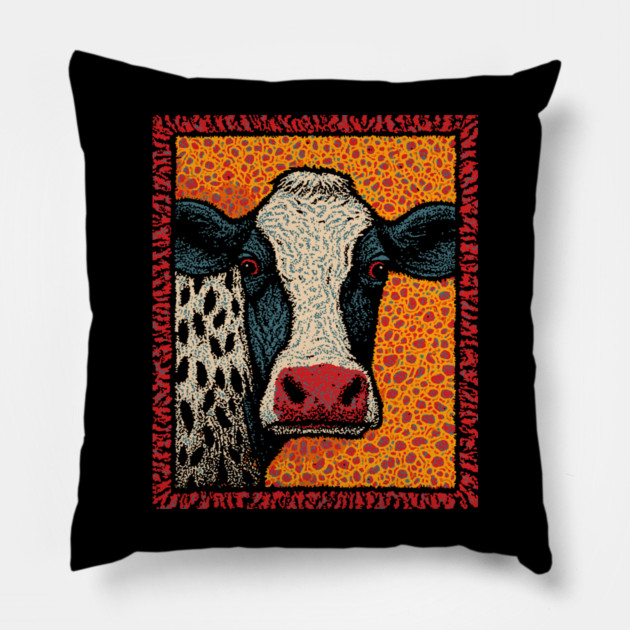 Abstract Pop Art Cow | The Street Art Doodle Pillow by TuncGK