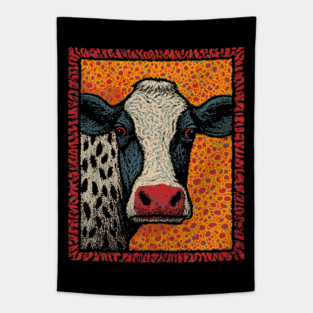 Abstract Pop Art Cow | The Street Art Doodle Tapestry