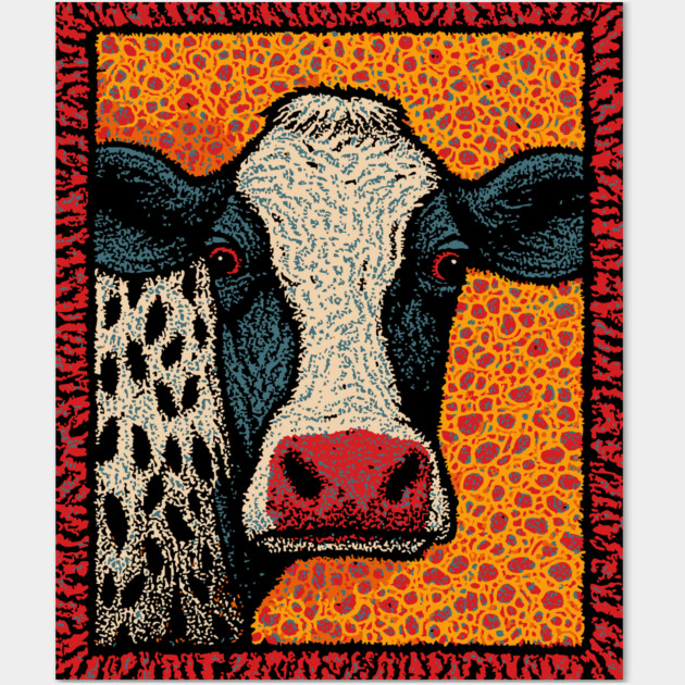 Abstract Pop Art Cow | The Street Art Doodle Wall Art by TuncGK