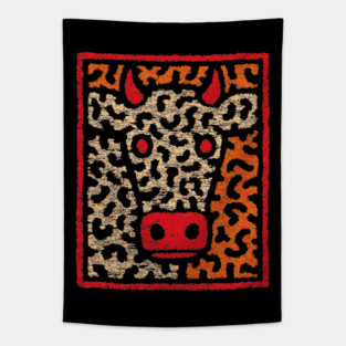 Realistic Cow Portrait | The Farmhouse Art Print Tapestry