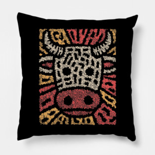 Tribal Bull Glyph | The Sacred Cow Totem Pillow