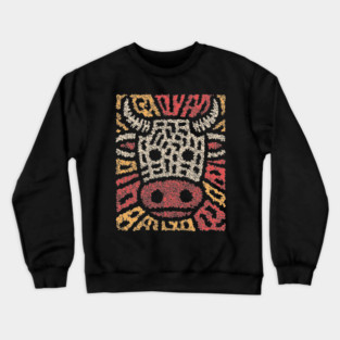 Tribal Bull Glyph | The Sacred Cow Totem Crewneck Sweatshirt