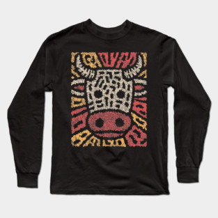 Tribal Bull Glyph | The Sacred Cow Totem Long Sleeve T-Shirt