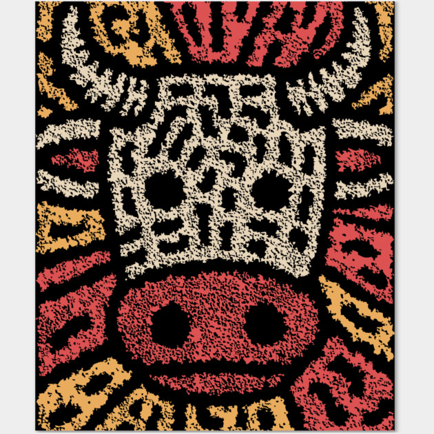 Tribal Bull Glyph | The Sacred Cow Totem Wall Art by TuncGK