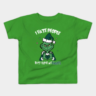 Grinch Philadelphia Eagles Funny Christmas Sports Hate People Love Eagles 2 M7987 Kids T-Shirt
