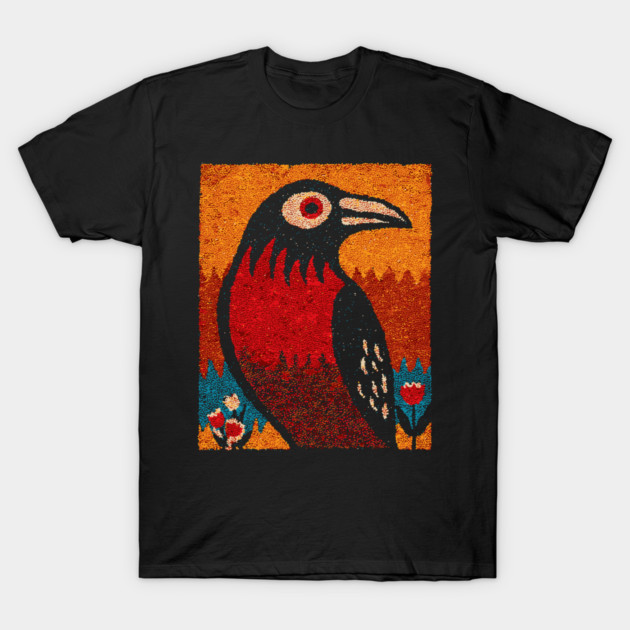 Folk Art Crow | The Autumnal Raven Tapestry T-Shirt by TuncGK