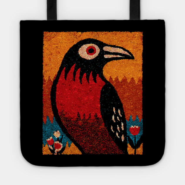 Folk Art Crow | The Autumnal Raven Tapestry Tote by TuncGK