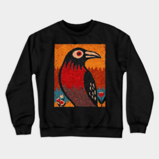 Folk Art Crow | The Autumnal Raven Tapestry Crewneck Sweatshirt