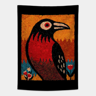 Folk Art Crow | The Autumnal Raven Tapestry Tapestry