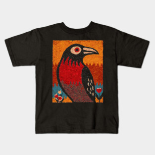 Folk Art Crow | The Autumnal Raven Tapestry Kids T-Shirt
