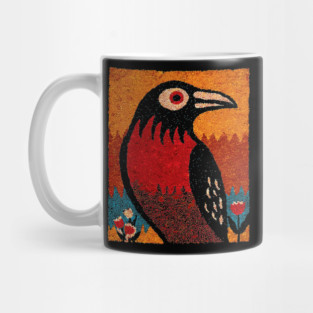 Folk Art Crow | The Autumnal Raven Tapestry Mug