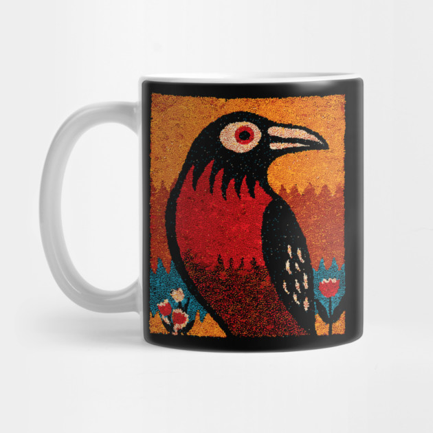 Folk Art Crow | The Autumnal Raven Tapestry by TuncGK