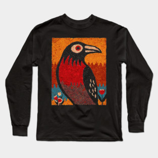 Folk Art Crow | The Autumnal Raven Tapestry Long Sleeve T-Shirt
