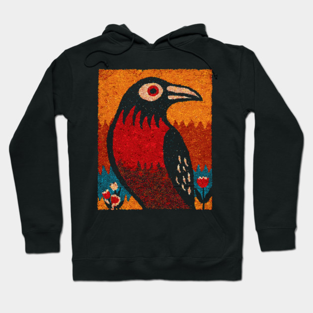 Folk Art Crow | The Autumnal Raven Tapestry Hoodie by TuncGK