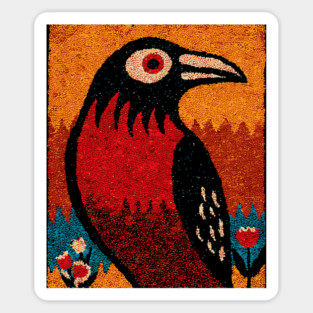 Folk Art Crow | The Autumnal Raven Tapestry Magnet
