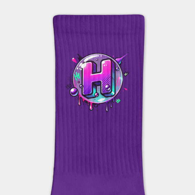 Graffiti Letter H – Neon Purple & Pink Drip Bubble Street Art Design by Anne Lee
