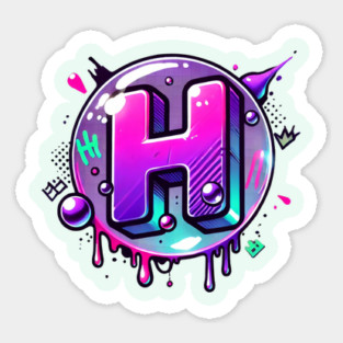 Graffiti Letter H – Neon Purple & Pink Drip Bubble Street Art Design Sticker