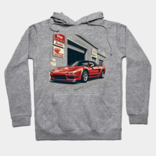 Retro Garage – Honda NSX Vintage Racing Poster Vector Artwork | 1980s JDM Car T-Shirt, Sticker, Classic Motorsports Poster, Gift for Car Enthusiasts and Racing Fans Hoodie