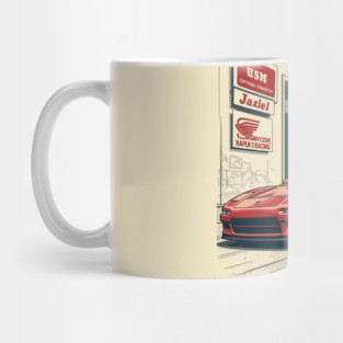 Retro Garage – Honda NSX Vintage Racing Poster Vector Artwork | 1980s JDM Car T-Shirt, Sticker, Classic Motorsports Poster, Gift for Car Enthusiasts and Racing Fans Mug