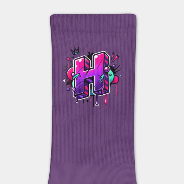 Graffiti Letter H – Neon Purple & Pink Urban Drip Style by Anne Lee