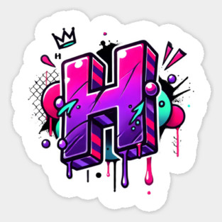 Graffiti Letter H – Neon Purple & Pink Urban Drip Style Sticker