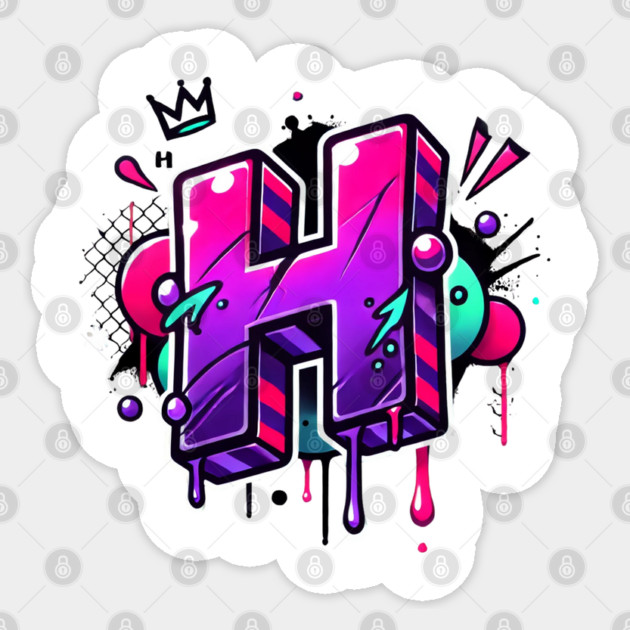 Graffiti Letter H – Neon Purple & Pink Urban Drip Style Sticker by Anne Lee