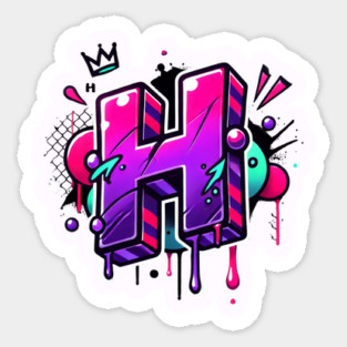 Graffiti Letter H – Neon Purple & Pink Urban Drip Style Magnet