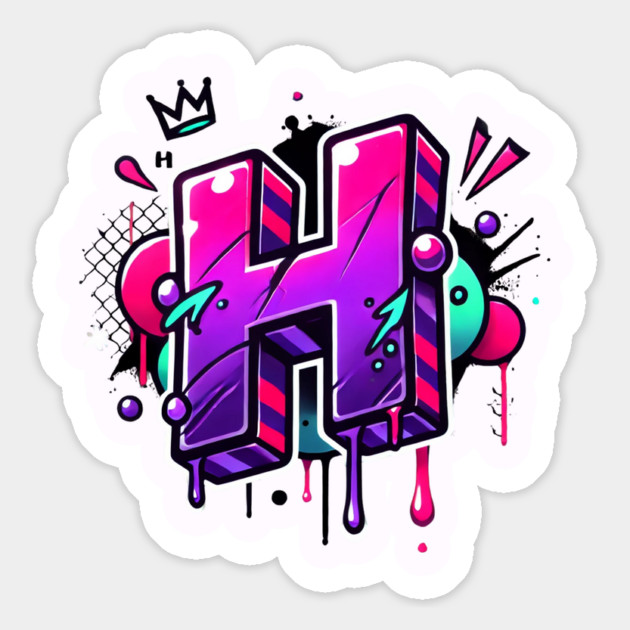 Graffiti Letter H – Neon Purple & Pink Urban Drip Style Magnet by Anne Lee