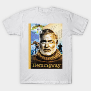 Ernest Hemingway Collage Portrait T-Shirt