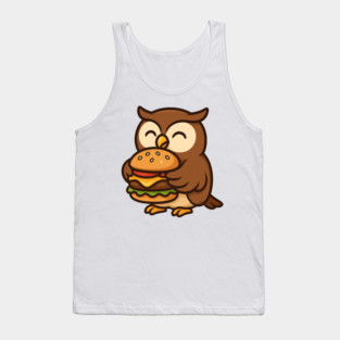 wise owl eating a hamburger Tank Top