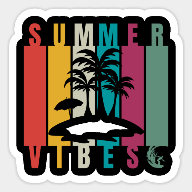 Summer Vibes Retro Beach Scene Sticker by Inkarti