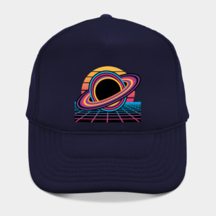 Retro Tech Singularity – Neon Black Hole Grid Hat