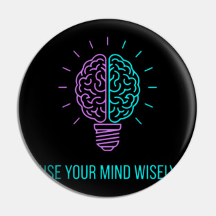 Neon Lightbulb with Brain and Motivational Message Pin