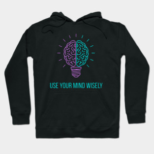 Neon Lightbulb with Brain and Motivational Message Hoodie