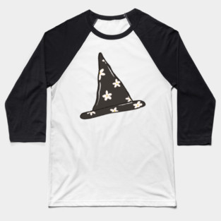Simple Floral Daisy Witch Hat Baseball T-Shirt