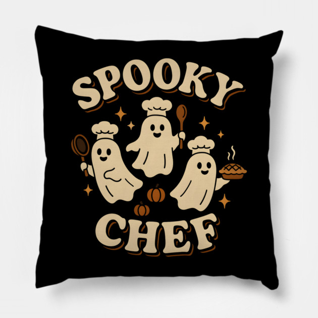 Spooky Chef Ghost Halloween Shirt | Funny Cooking Costume Gift Pillow by MakerMind8.2