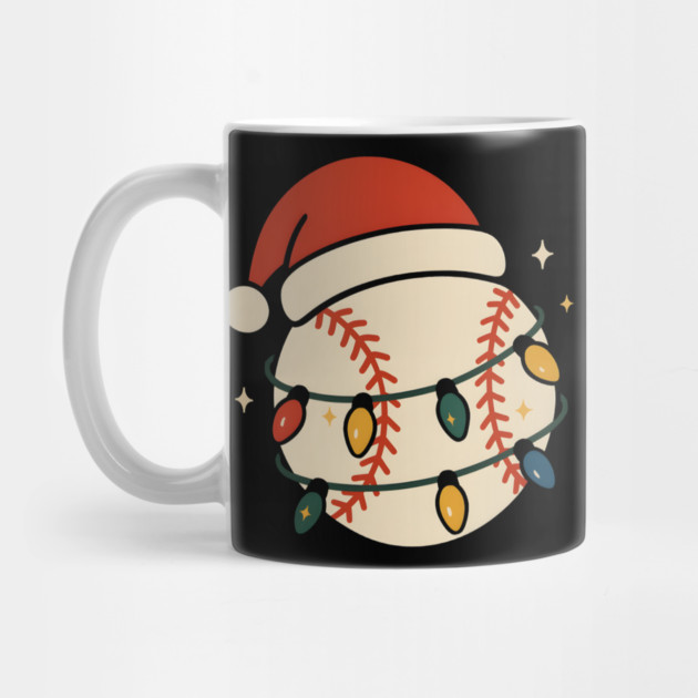 Baseball Christmas Shirt | Santa Hat & Holiday Lights Gift Graphic by MakerMind8.2