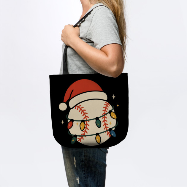 Baseball Christmas Shirt | Santa Hat & Holiday Lights Gift Graphic by MakerMind8.2