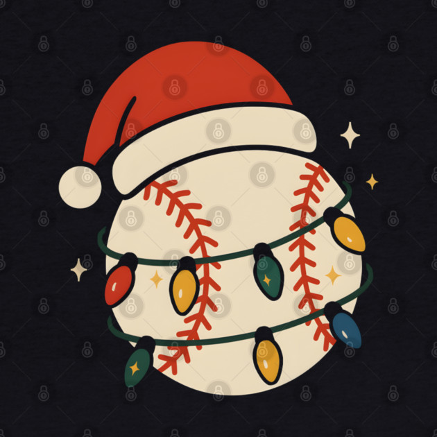 Baseball Christmas Shirt | Santa Hat & Holiday Lights Gift Graphic by MakerMind8.2