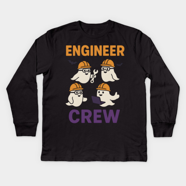 Engineer Crew Ghost Halloween Shirt | Funny STEM Student Gift Kids Long Sleeve T-Shirt by MakerMind8.2