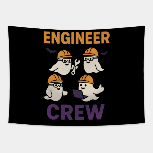 Engineer Crew Ghost Halloween Shirt | Funny STEM Student Gift Tapestry by MakerMind8.2