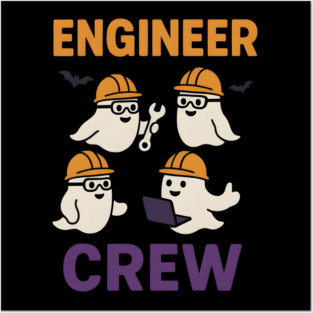 Engineer Crew Ghost Halloween Shirt | Funny STEM Student Gift Posters and Art
