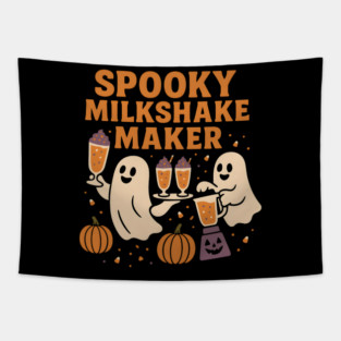 Spooky Milkshake Maker Ghost Halloween Shirt | Funny Foodie Gift Tapestry