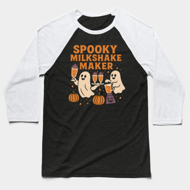 Spooky Milkshake Maker Ghost Halloween Shirt | Funny Foodie Gift Baseball T-Shirt by MakerMind8.2